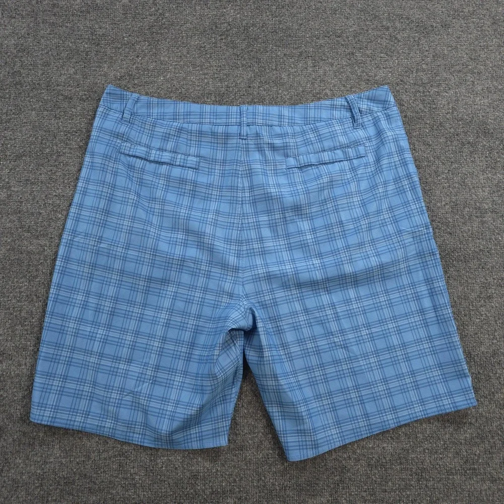 Johnnie O Shorts Mens 38 Blue Plaid Chino 10in Stretch Golf Casual Beach Summer